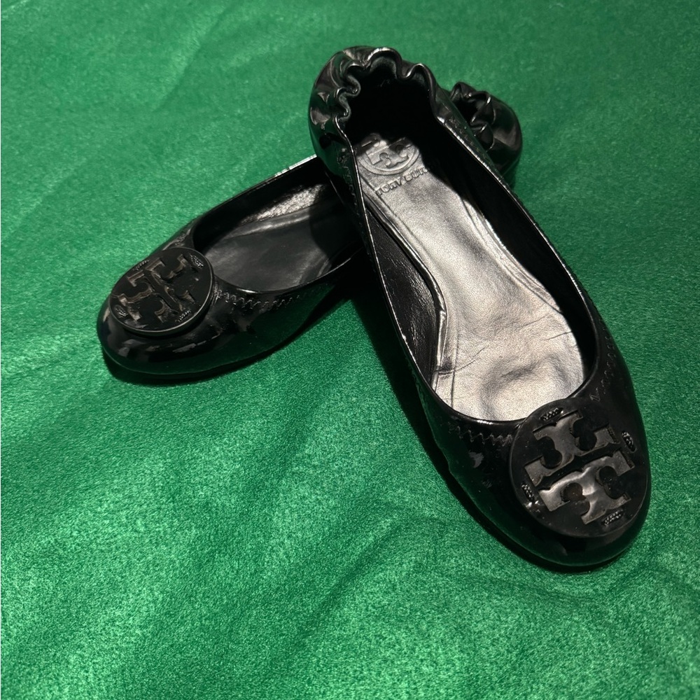 Tory Burch Glossy Black Flats